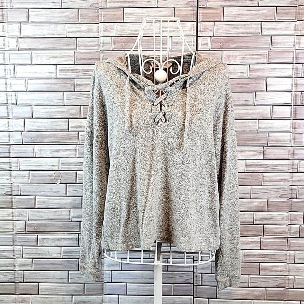 Hippie Rose knit pullover hoodie sweater Size S